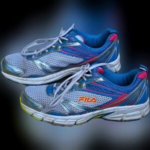 Fila Athletic Tennis Shoes Blue Silver Pink Size 9